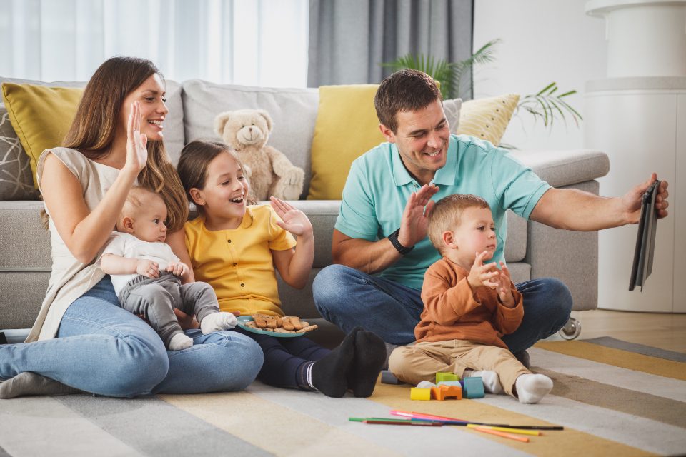 Multigenerational family together at home