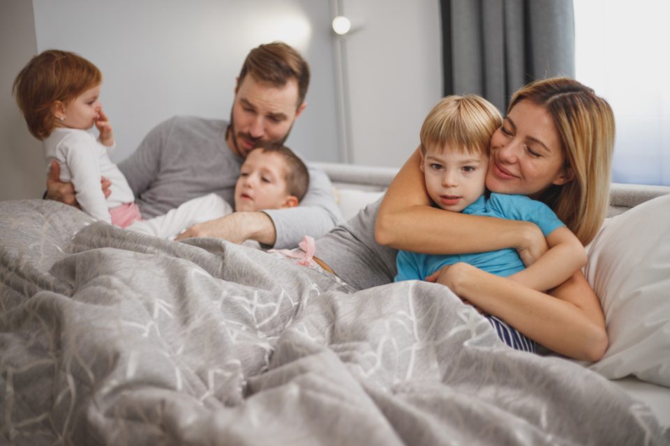 Family with young children at home